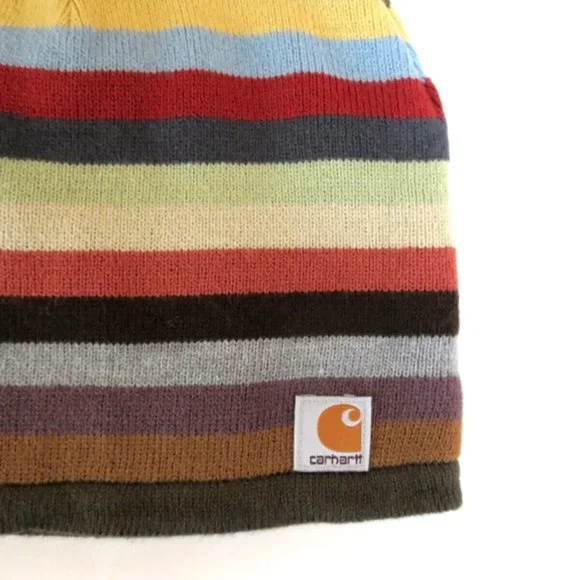 Carhartt Beanie Fleece Lined Earthtone Stripes - Picture 3 of 8